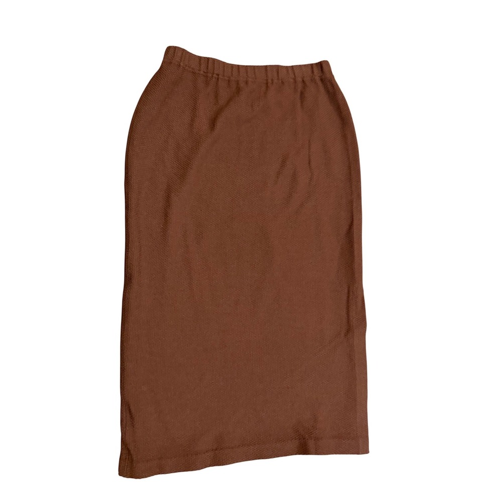 St John Collection Brown textured Santana Knit Pencil Skirt Size 8‎ Midi Vent